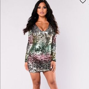 Green-Ombré Sequin Dress
